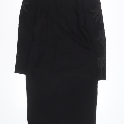 Edie Johne Womens Black Wool Long Sleeve Classic Overcoat S