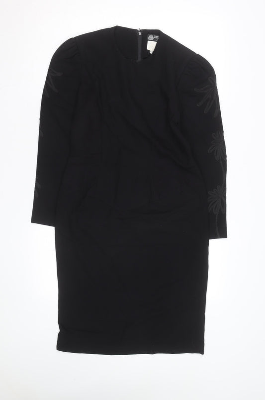 Edie Johne Womens Black Wool Long Sleeve Classic Overcoat S