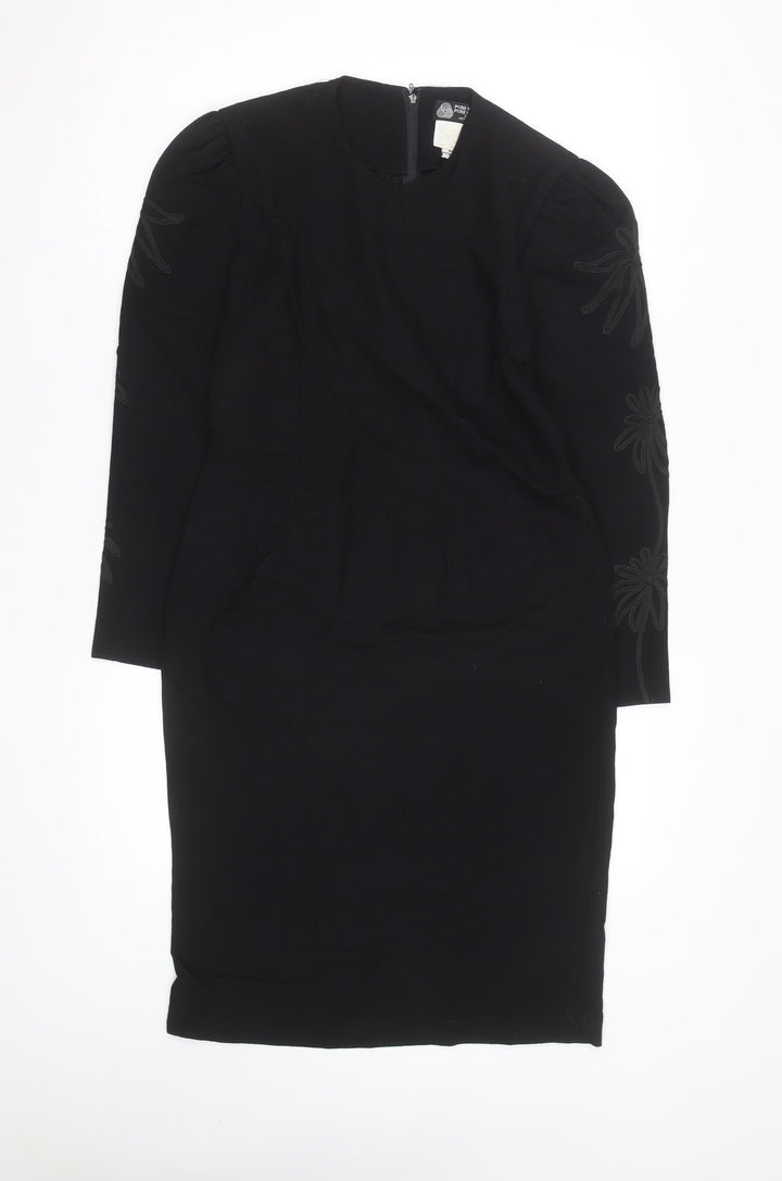 Edie Johne Womens Black Wool Long Sleeve Classic Overcoat S