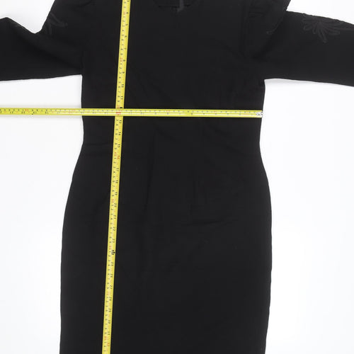 Edie Johne Womens Black Wool Long Sleeve Classic Overcoat S