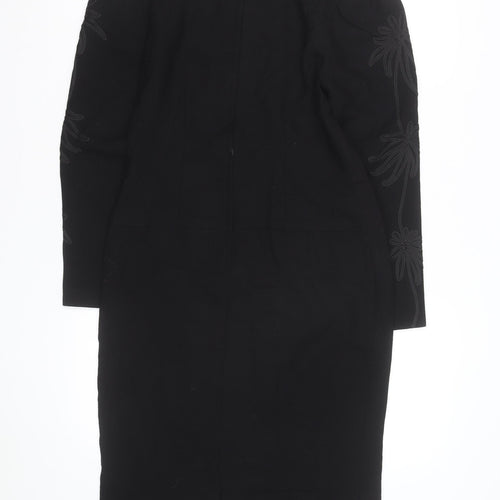 Edie Johne Womens Black Wool Long Sleeve Classic Overcoat S