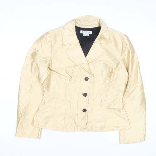 Kay Unger Women's Beige Blazer Jacket Size 10 Classic Satin Style