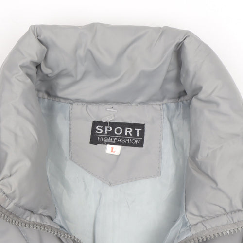 SPORT High Fashion Men's Grey Puffer Jacket L Insulated Winter Coat
