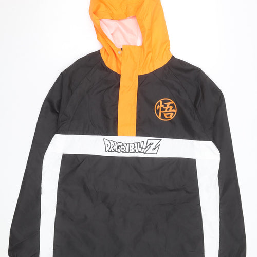 Dragon Ball Z Men’s Black Orange Windbreaker Jacket Size L Anime Hooded