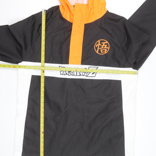 Dragon Ball Z Men’s Black Orange Windbreaker Jacket Size L Anime Hooded