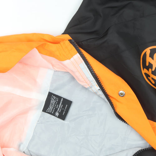 Dragon Ball Z Men’s Black Orange Windbreaker Jacket Size L Anime Hooded