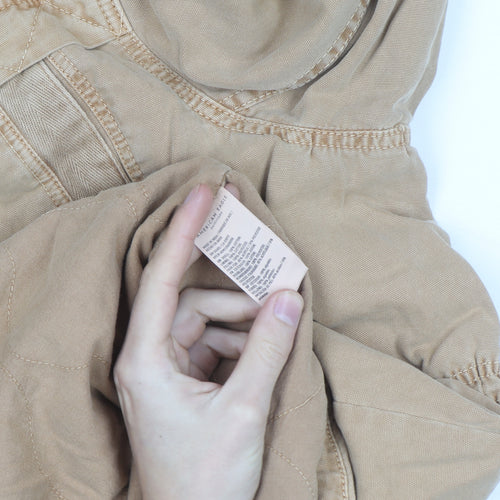 American Eagle Men's Beige 2XL Parka Coat Hooded Faux Fur Trim Winter Jacket