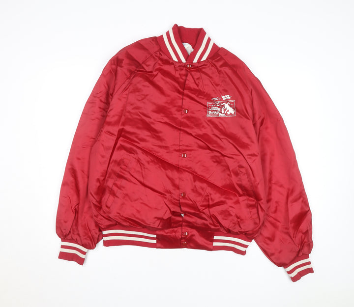 WestArk Men's Red XL Varsity Jacket Nylon Satin 90s USA Made