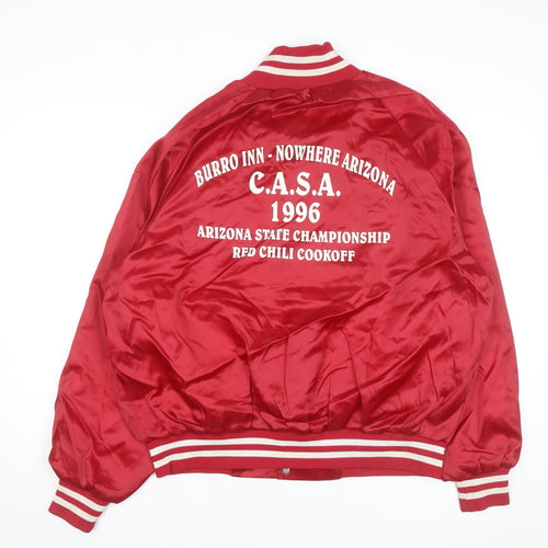 WestArk Men's Red XL Varsity Jacket Nylon Satin 90s USA Made