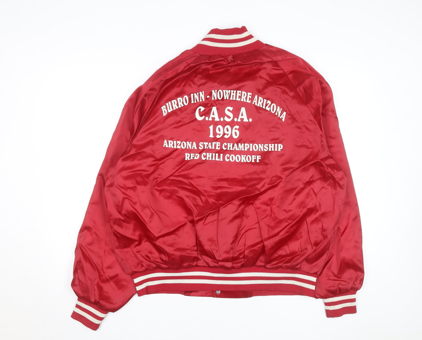 WestArk Men's Red XL Varsity Jacket Nylon Satin 90s USA Made