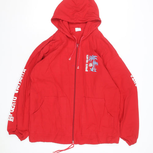 Confecciones Sol Men’s Red Full Zip Beach Hoodie M Puerto Vallarta Mexico