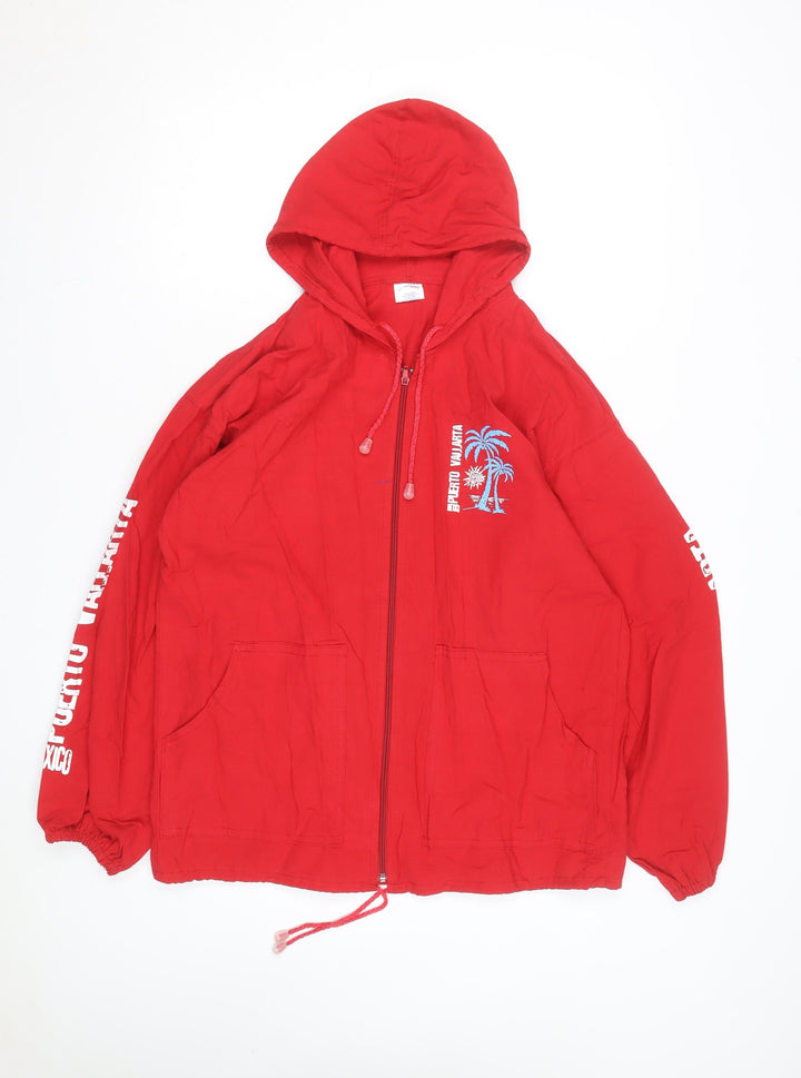 Confecciones Sol Men’s Red Full Zip Beach Hoodie M Puerto Vallarta Mexico