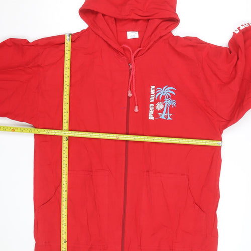 Confecciones Sol Men’s Red Full Zip Beach Hoodie M Puerto Vallarta Mexico