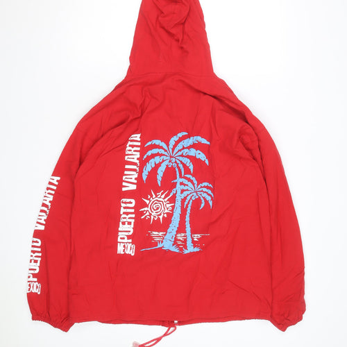 Confecciones Sol Men’s Red Full Zip Beach Hoodie M Puerto Vallarta Mexico