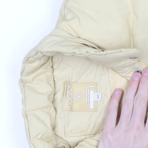E.J. Sports Womens Beige Size 12 Long Puffer Coat Winter Warm