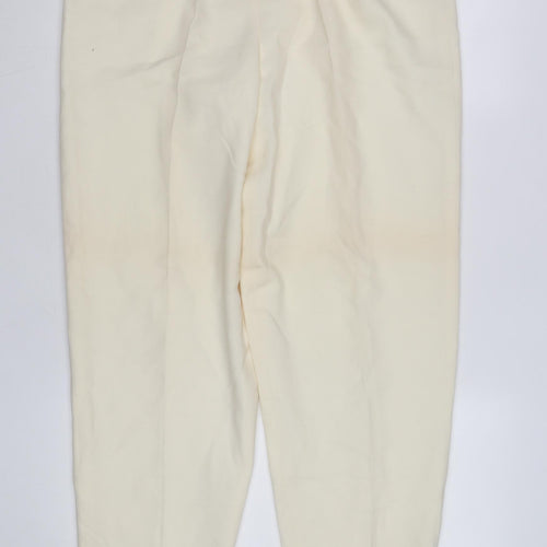 Andrea Viccaro Women’s Ivory High Rise Pleated Tapered Trousers Size 12