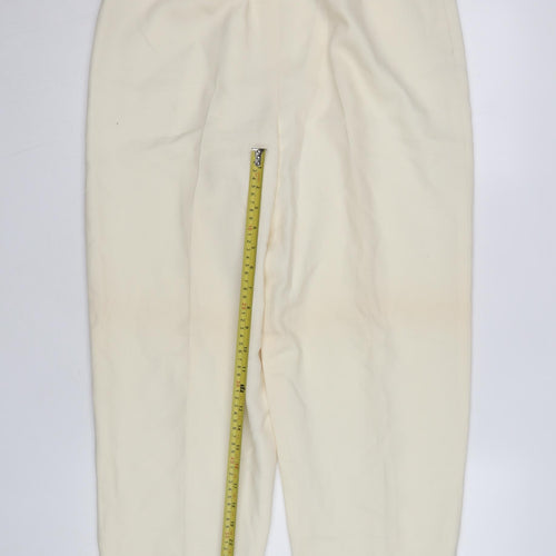Andrea Viccaro Women’s Ivory High Rise Pleated Tapered Trousers Size 12