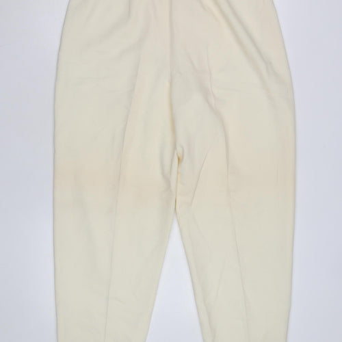 Andrea Viccaro Women’s Ivory High Rise Pleated Tapered Trousers Size 12