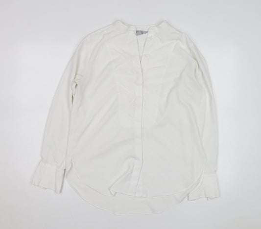 H&M Women’s White Long Sleeve Blouse Size 10 Classic Woven Shirt