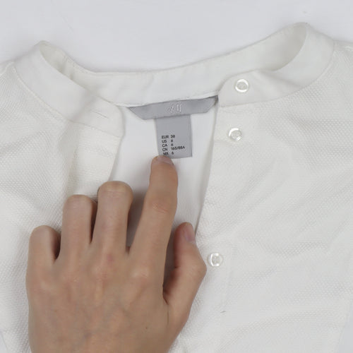 H&M Women’s White Long Sleeve Blouse Size 10 Classic Woven Shirt