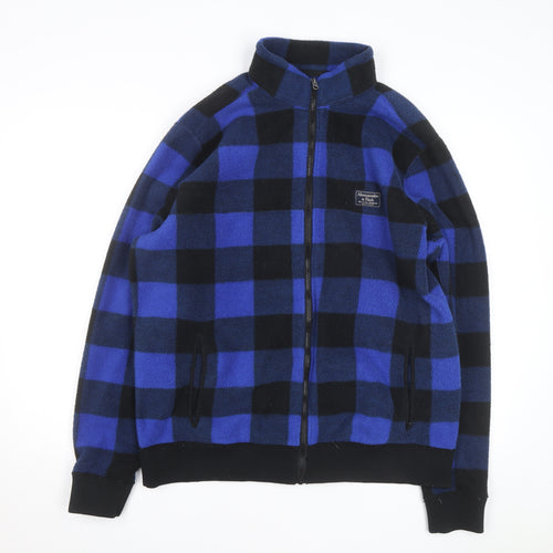 Abercrombie & Fitch Men's Blue Check Fleece Full Zip Jumper 2XL