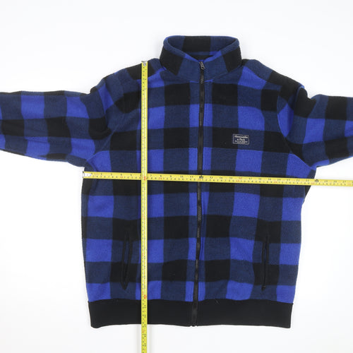 Abercrombie & Fitch Men's Blue Check Fleece Full Zip Jumper 2XL
