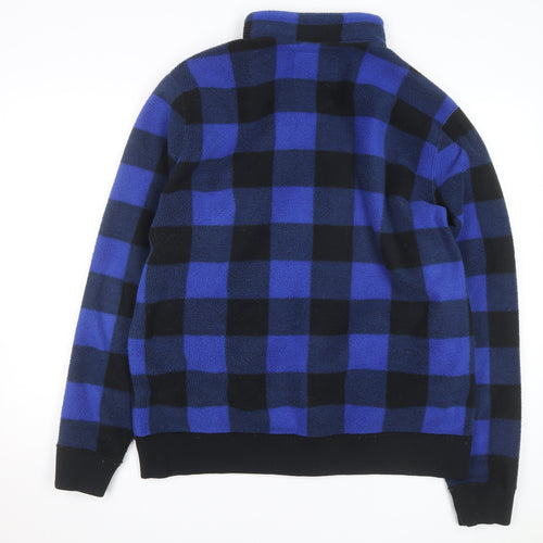 Abercrombie & Fitch Men's Blue Check Fleece Full Zip Jumper 2XL