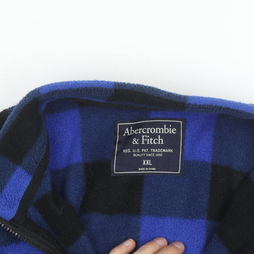 Abercrombie & Fitch Men's Blue Check Fleece Full Zip Jumper 2XL