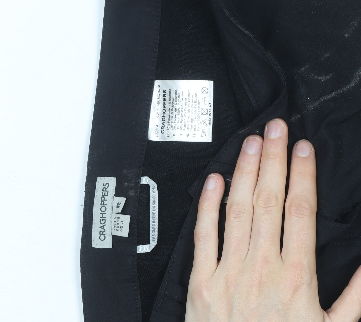 Craghoppers Women's Black Stretch Travel Trousers Size 12 Regular