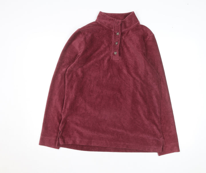 Cotton Traders Women's Red Corduroy Henley Jumper Size 12
