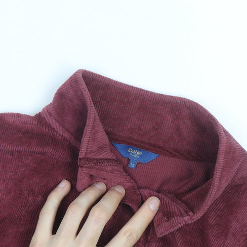 Cotton Traders Women's Red Corduroy Henley Jumper Size 12