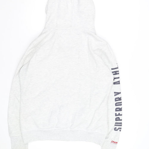 Superdry Women's Grey Full Zip Hoodie Size L Graphic Print