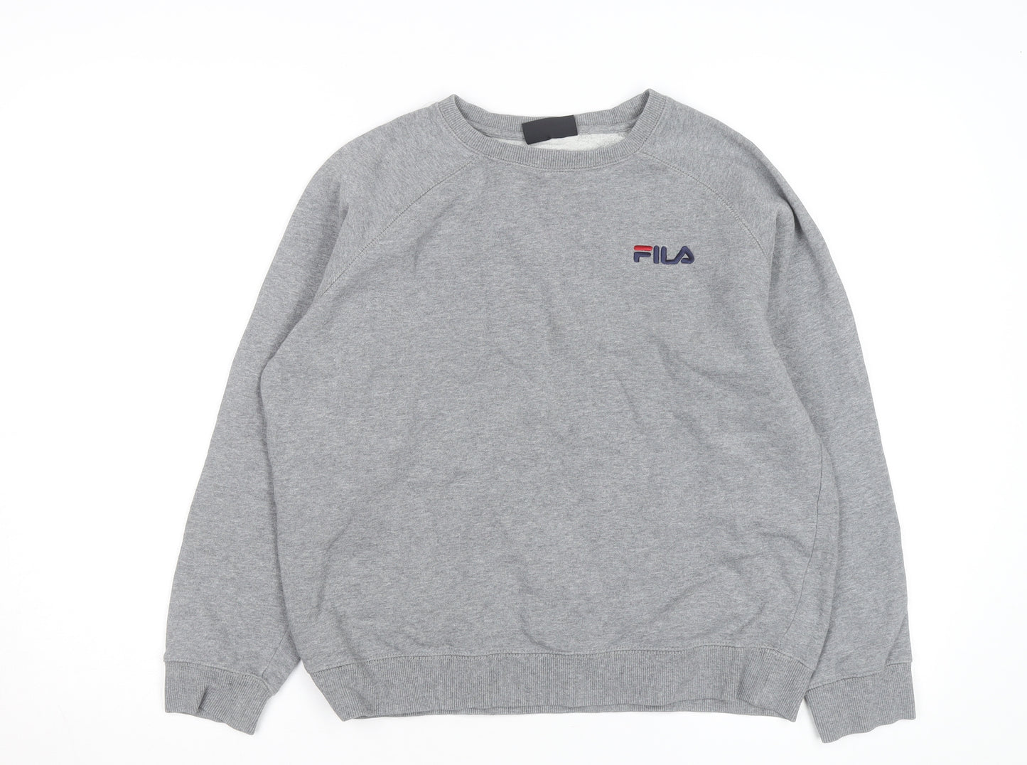 FILA Men's Grey Pullover Sweatshirt Medium Crew Neck Embroidered Logo