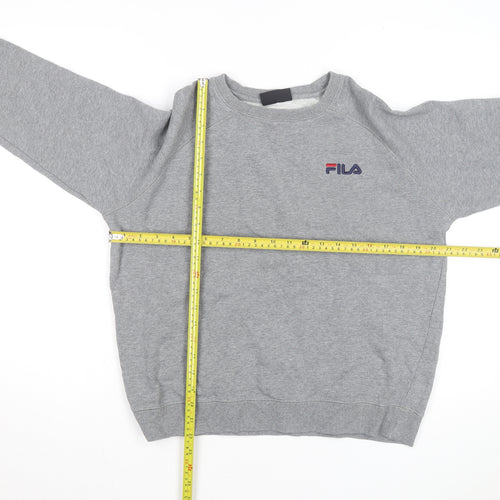 FILA Men's Grey Pullover Sweatshirt Medium Crew Neck Embroidered Logo