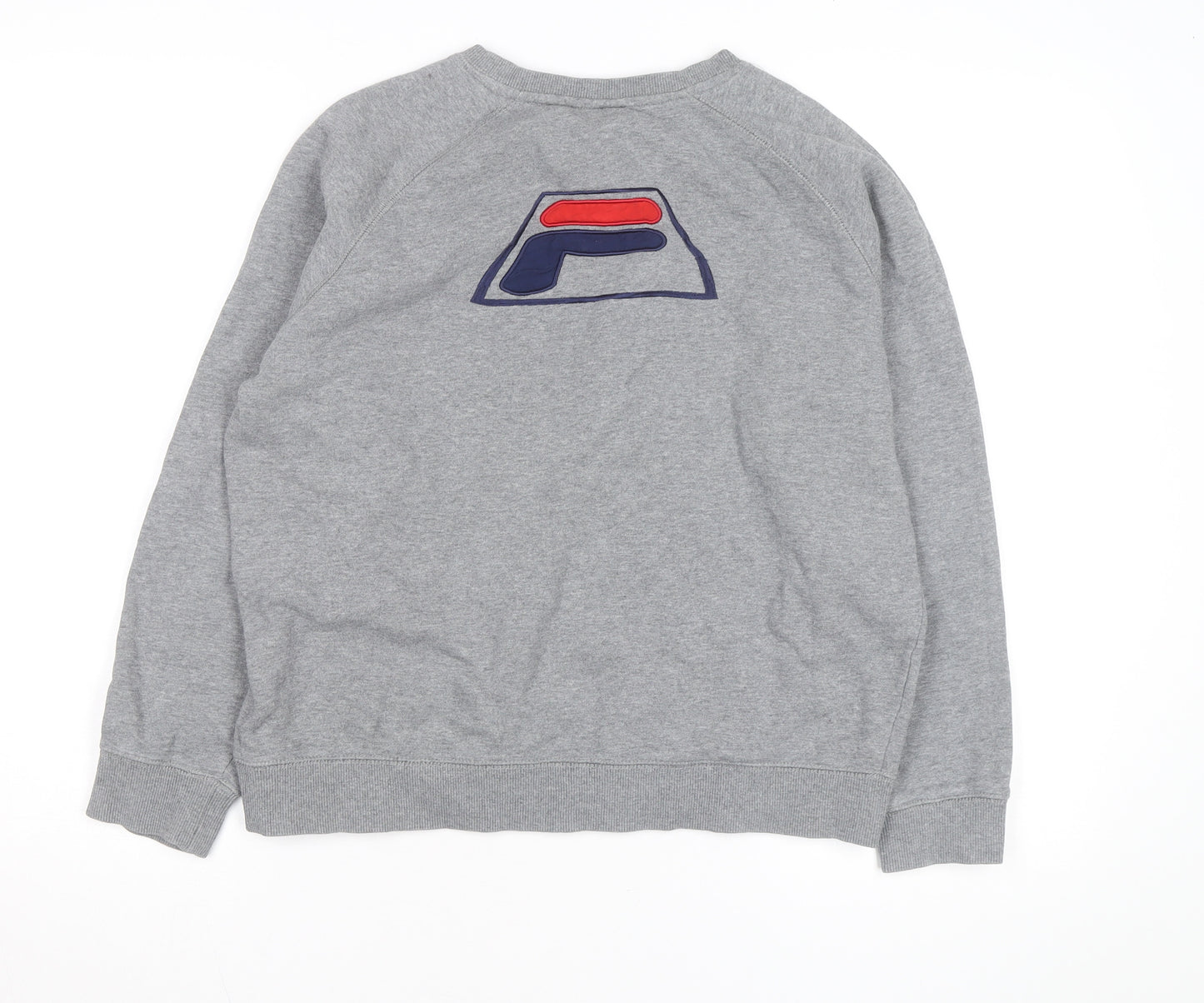 FILA Men's Grey Pullover Sweatshirt Medium Crew Neck Embroidered Logo
