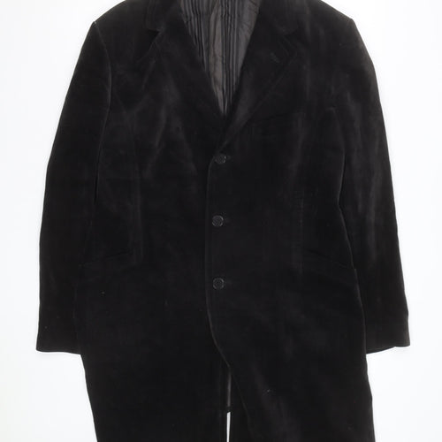 Zara Men Black Velvet Overcoat L Long Formal Jacket