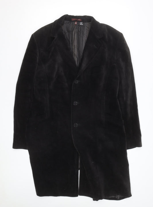 Zara Men Black Velvet Overcoat L Long Formal Jacket