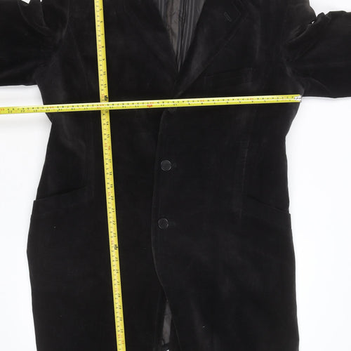 Zara Men Black Velvet Overcoat L Long Formal Jacket