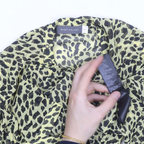 Mint Velvet Women's Leopard Print Sheer Kimono Blouse Size 14