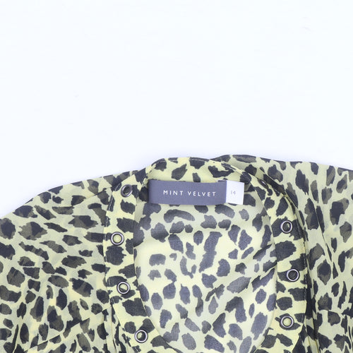 Mint Velvet Women's Leopard Print Sheer Kimono Blouse Size 14