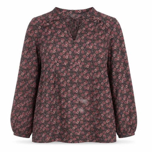 Oasis Women Brown Floral Long Sleeve Tunic Blouse Size 10