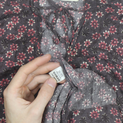 Oasis Women Brown Floral Long Sleeve Tunic Blouse Size 10
