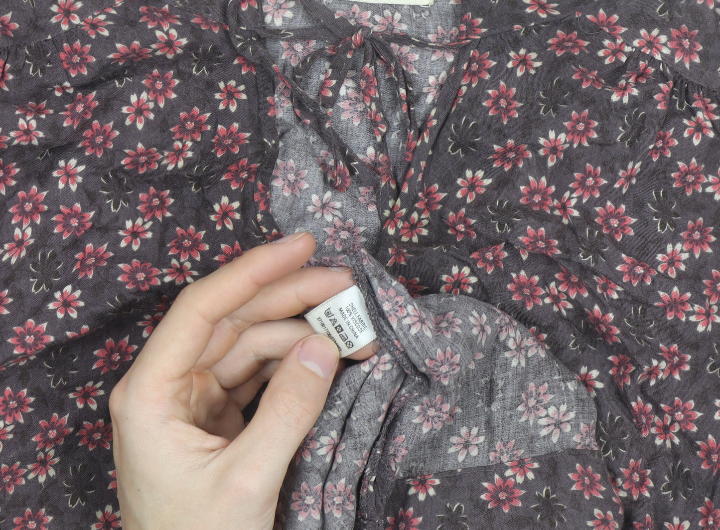 Oasis Women Brown Floral Long Sleeve Tunic Blouse Size 10