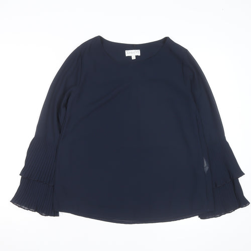 Apricot Women's Blue Pleated Long Sleeve Tunic Blouse Size 10