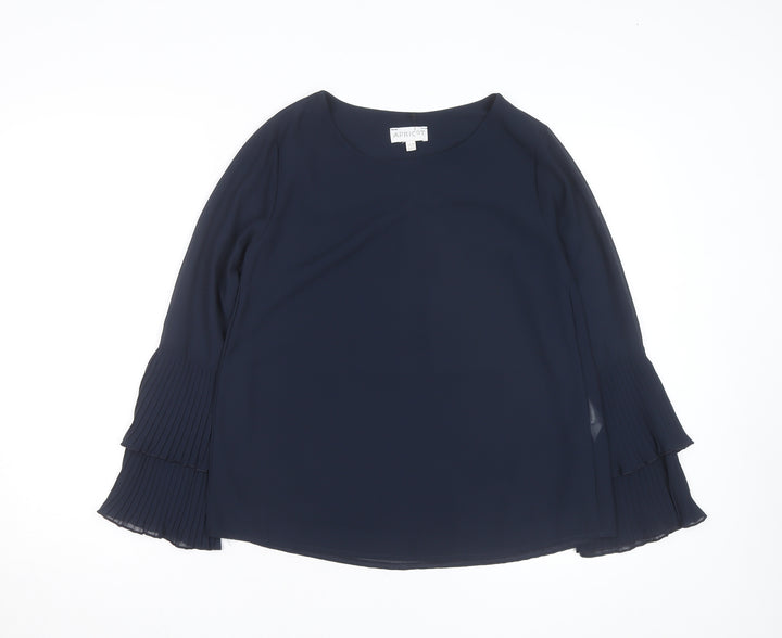 Apricot Women's Blue Pleated Long Sleeve Tunic Blouse Size 10