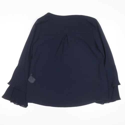 Apricot Women's Blue Pleated Long Sleeve Tunic Blouse Size 10