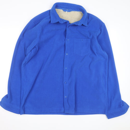 Cotton Traders Men's Blue Fleece Lined Button Jacket XL