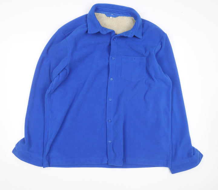 Cotton Traders Men's Blue Fleece Lined Button Jacket XL
