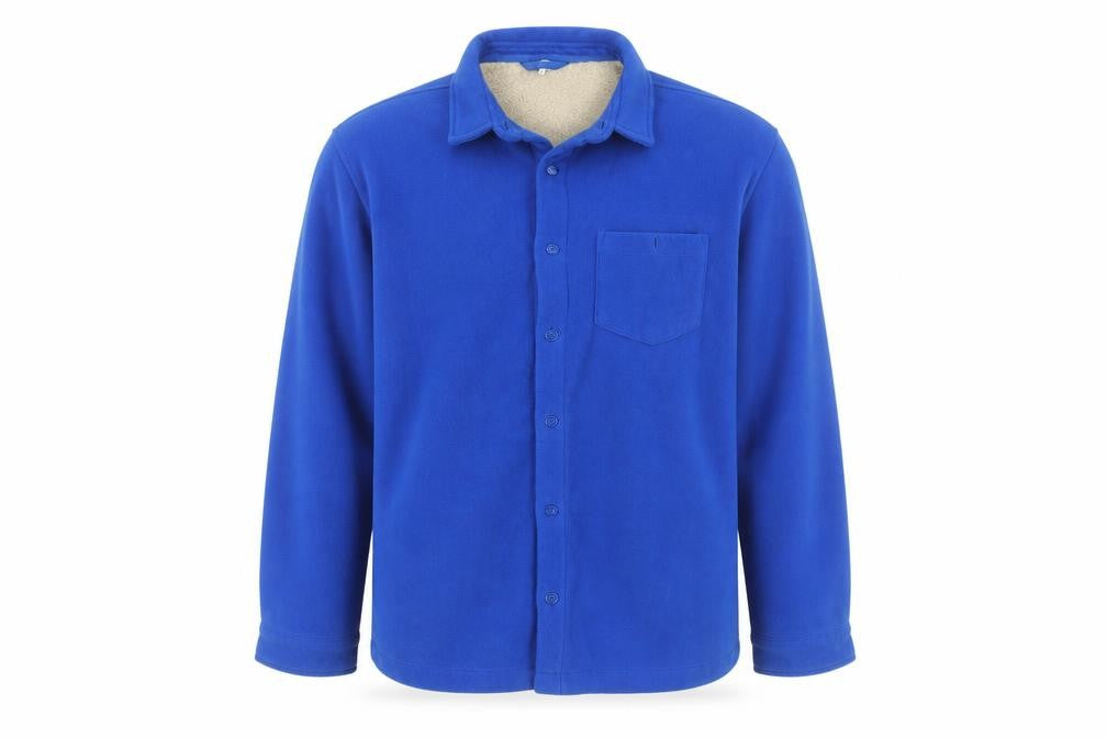 Front view of Cotton Traders Men's Blue Fleece Lined Button Jacket XL