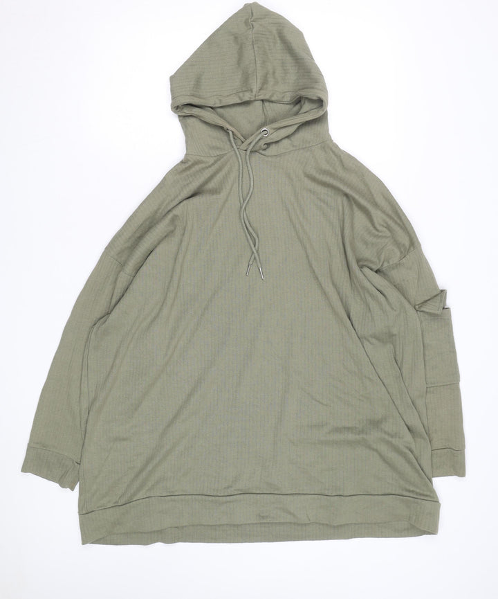 Yours Women Khaki Long Sleeve Pullover Hoodie Size 26-28 Cotton Blend